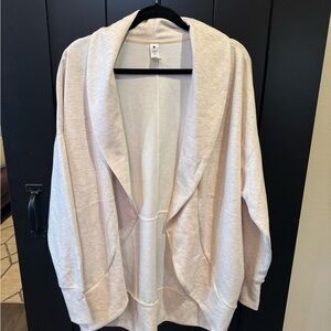 Yogalicious Cream Open-Front Draped Cardigan